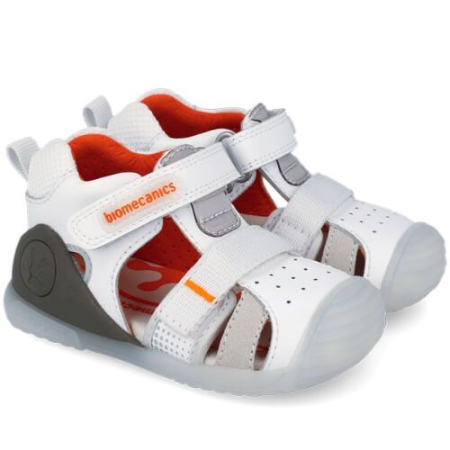 Sandale baieti - Sandale copii baieti din piele Biomecanics, Alb - 262124-B050