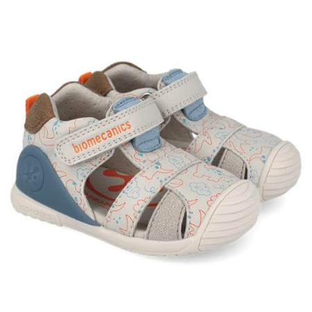 Colectie Primavara - Sandale copii baieti din piele Biomecanics, Alb - 262125-B695