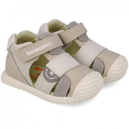 Sandale baieti - Sandale copii baieti din piele Biomecanics, Gri - 252127-B695