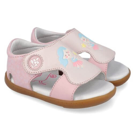 Sandale - Sandale copii fete din piele Garvalin, Roz - 262328-A032