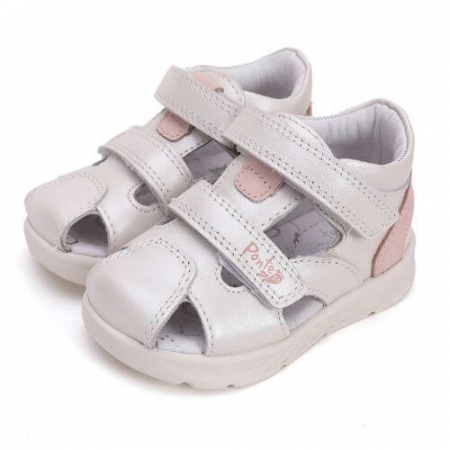 Sandale fete - Sandale copii fete din piele Ponte, Alb - DA05-5-1422C