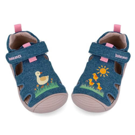 Noua Colectie Primavara - Sandale copii fete din textil Biomecanics, Albastru - 262178-A371