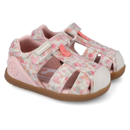 Colectie Primavara - Sandale copii fete calapod lat din textil Biomecanics, Roz - 262193-A103