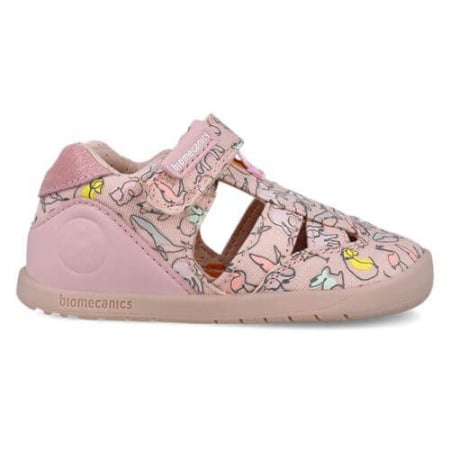 Sandale copii fete calapod lat din textil Biomecanics, Roz - 252193-A032 [1]