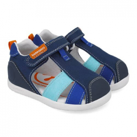 Sandale baieti - Sandale copii baieti calapod lat din textil Biomecanics, Albastru - 252198-A089