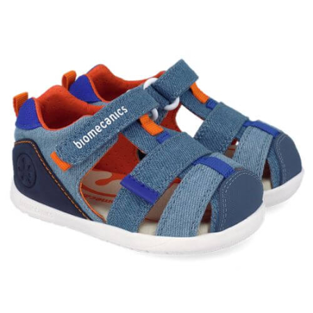 Colectie Primavara - Sandale copii baieti calapod lat din textil Biomecanics, Albastru - 262199-A371