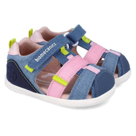 Colectie Primavara - Sandale copii fete calapod lat din textil Biomecanics, Albastru - 262199-C727