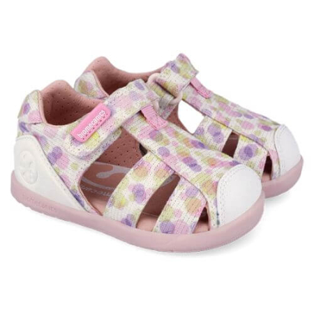 Sandale fete - Sandale copii fete calapod lat din textil Biomecanics, Alb - 262193-B050