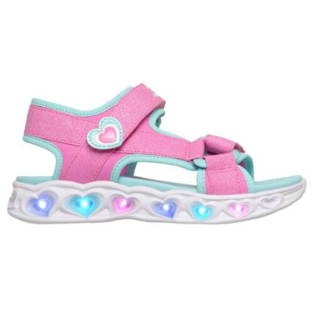 Sandale fete - Sandale copii fete cu LED din material sintetic Skechers, Roz - 303114-PKTQ