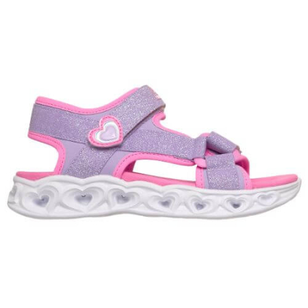 Sandale fete - Sandale copii fete cu LED din material sintetic Skechers, Mov - 303114-LVPK