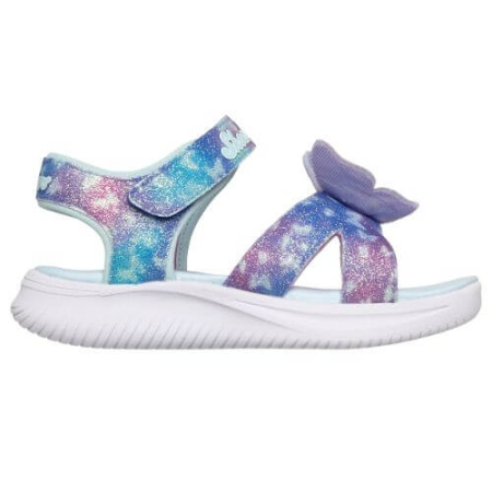 Sandale fete - Sandale copii fete cu LED din textil Skechers, Albastru - 303109-BLMT