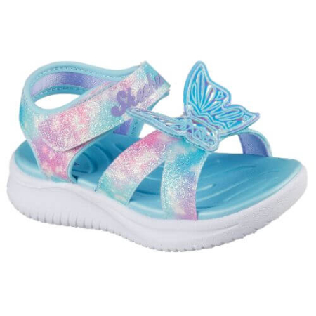 Sandale - Sandale copii fete cu LED din textil Skechers, Albastru - 303109-AQMT