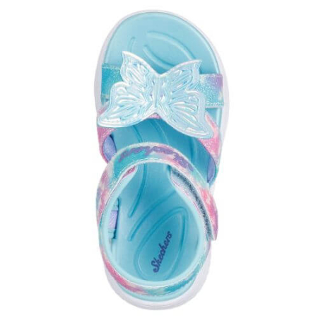 Sandale copii fete cu LED din textil Skechers, Albastru - 303109-AQMT [2]