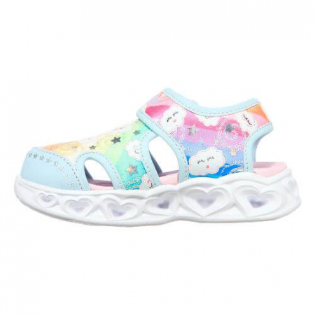 Sandale copii fete cu LED din textil Skechers, Albastru -302977 TQMT [3]