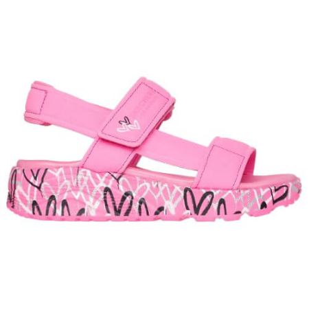 Sandale - Sandale copii fete din material sintetic Skechers, Roz - 314094-HPMT
