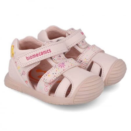 Incaltaminte Fete - Sandale copii fete din piele Biomecanics, Roz - 252107-A779