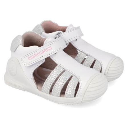 Sandale copii fete din piele Biomecanics, Alb - 262106-B050 [0]