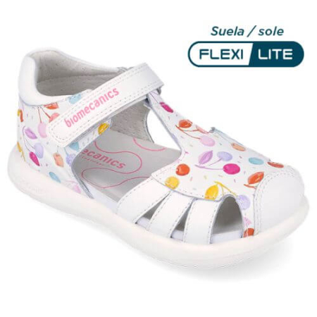 Sandale - Sandale copii fete din piele Biomecanics, Alb - 262202-A050
