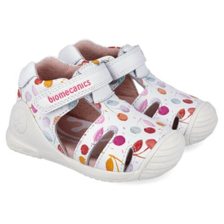 Sandale fete - Sandale copii fete din piele Biomecanics, Alb - 262104-B050