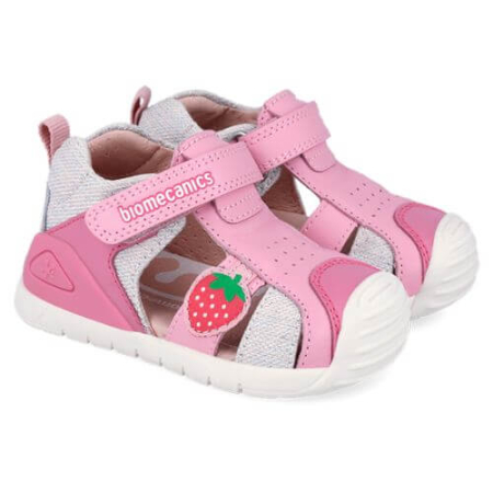 Noua Colectie de Sandale - Sandale copii fete din piele Biomecanics, Roz - 262110-A711