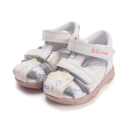 Sandale - Sandale fete din piele D.D. Step, Alb - G064-61994