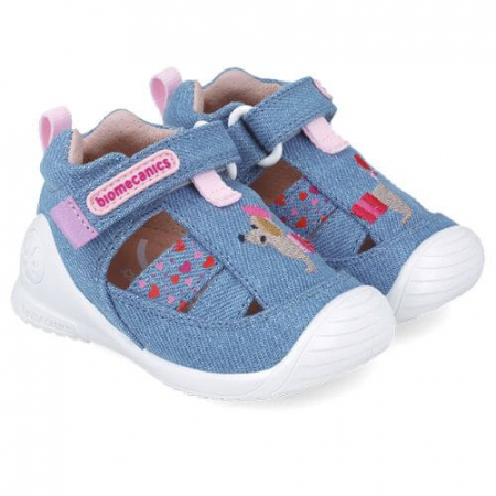 Incaltaminte Fete - Sandale copii fete din textil Biomecanics, Albastru - 252184-A631