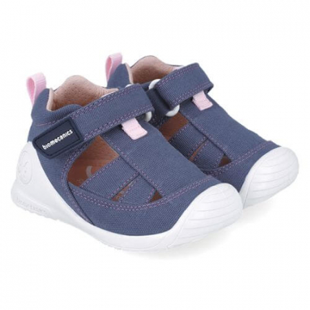 Colectie Primavara - Sandale copii fete din textil Biomecanics, Albastru - 252188-D460