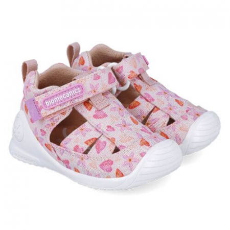 Sandale fete - Sandale copii fete din textil Biomecanics, Roz - 252185-A032
