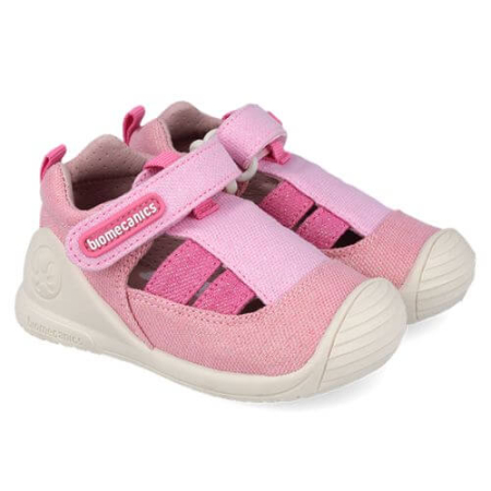 Colectie Primavara - Sandale copii fete din textil Biomecanics, Roz - 262179-D032