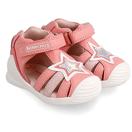 Sandale copii fete din piele Biomecanics, Roz - 222114-A [0]