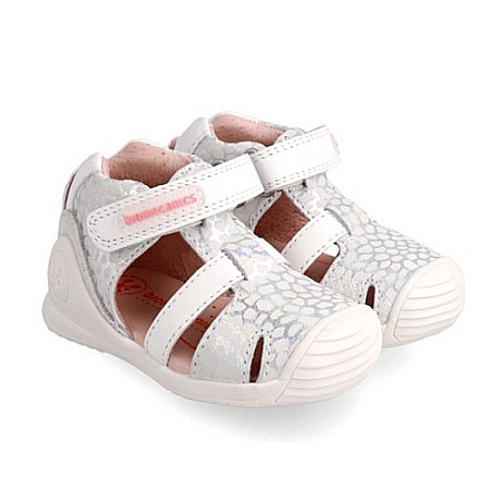 Sandale copii fete din piele Biomecanics, Alb - 222117-B [0]