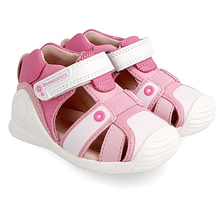 Sandale copii fete din piele Biomecanics, Roz - 222132-F [0]