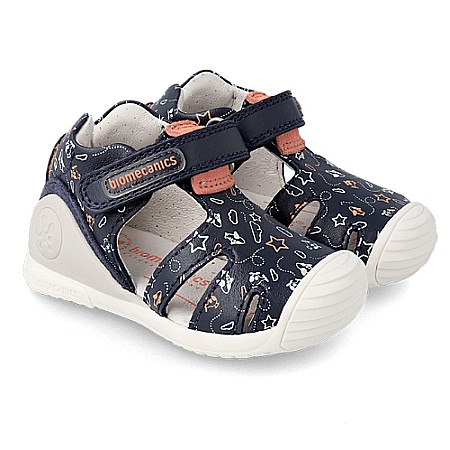 Sandale Biogateo Piele - Sandale copii baieti din piele Biomecanics, Albastru - 222148