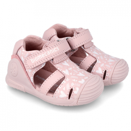 Sandale copii fete din piele Biomecanics, Roz - 242104-A [0]