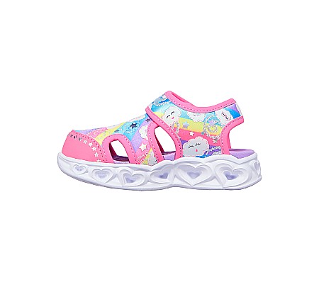 Sandale copii fete cu LED din textil Skechers, Roz -302977 HPMT [0]