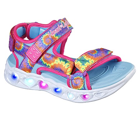 Sandale copii fete cu LED din textil Skechers, Roz - 302160 [0]