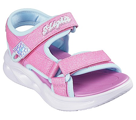 Sandale copii fete cu LED din textil Skechers, Roz - 303024 [0]