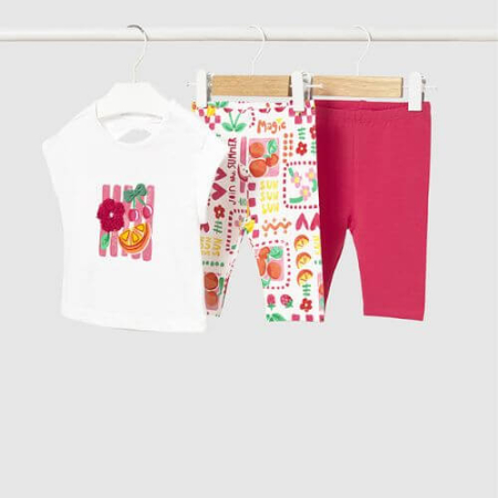 Bluze-Tricouri Fete - Set din 3 piese pentru fete Mayoral, Alb-Fucsia - 1752-10