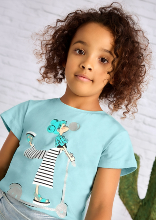 Tricou din bumbac pentru fete Mayoral, Albastru - 3014-031 [1]