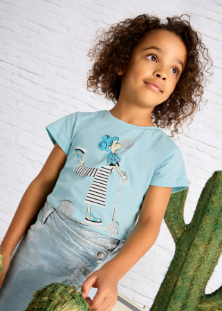 Bluze-Tricouri Fete - Tricou din bumbac pentru fete Mayoral, Albastru - 3014-031