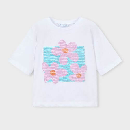Tricou din bumbac pentru fete Mayoral, Alb - 3016-25 [1]
