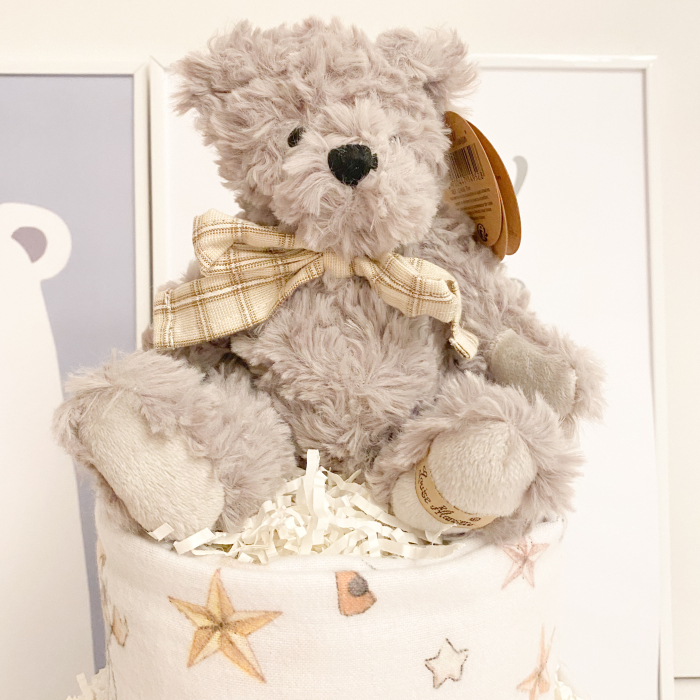 Tort din scutece Pampers cu museline și jucărie pufoasă – Tim cadou neutru pentru [2]