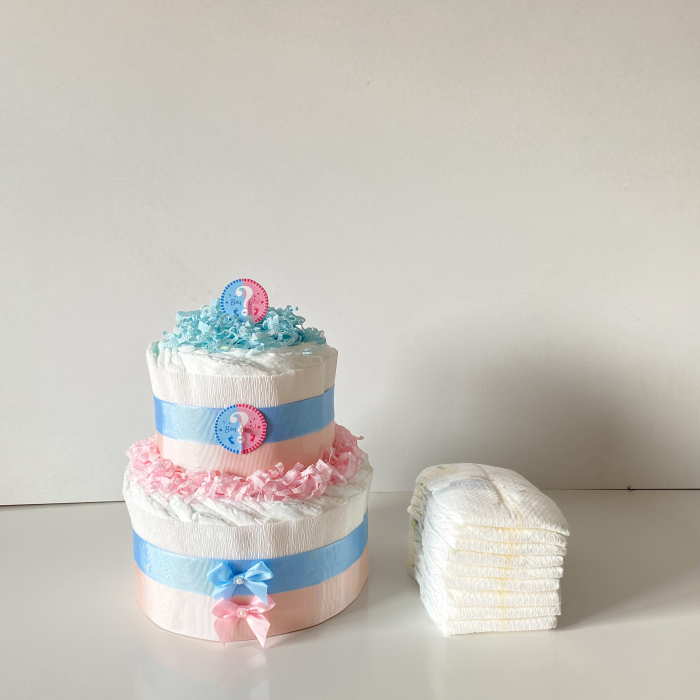 Tort din Pampers Premium Care – Gender Reveal și cadou baby shower [1]