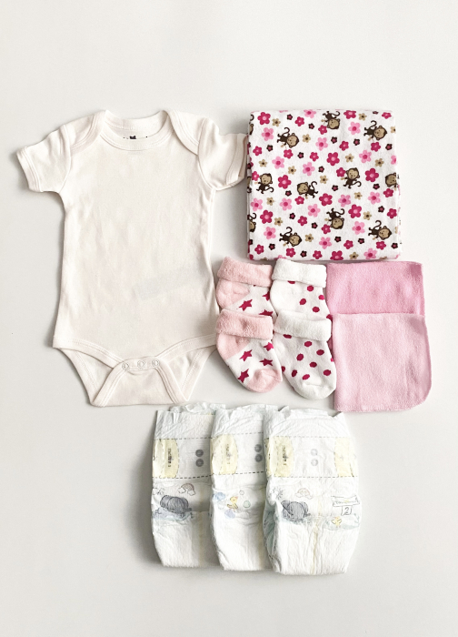 Buchet de flori din hăinuțe – cadou fetiță nou născut 9 piese [4]