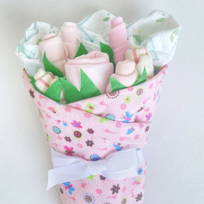 Buchet de flori din hăinuțe – cadou fetiță nou născut 9 piese [3]