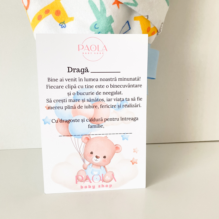 Buchet de flori din hăinuțe nou-născut băiețel 9 piese Safari [5]
