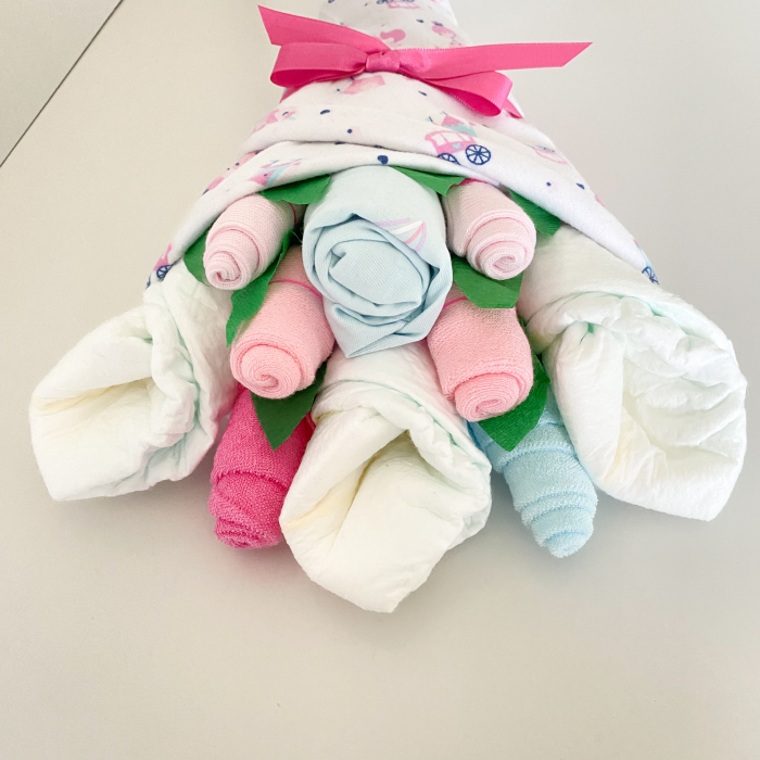 Buchet de flori din hăinuțe nou născut fetițe – 9 piese Unicorn [2]