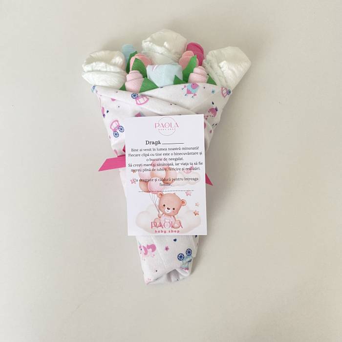 Buchet de flori din hăinuțe nou născut fetițe – 9 piese Unicorn [3]