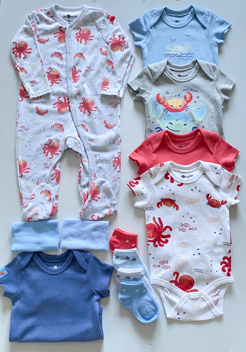 Set cadou nou-născut băiețel – 12 piese cu tematică marină și flori textile [6]