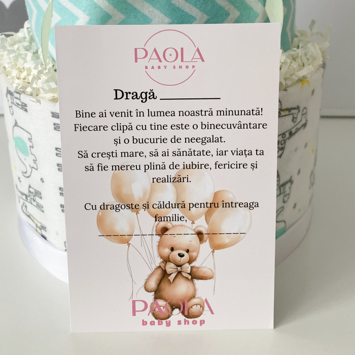 Tort din scutece în nuanțe neutre – Cadou pentru nou născuți [4]